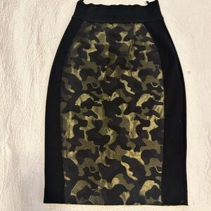 Maeve Black and Gold Camouflage Pencil Skirt